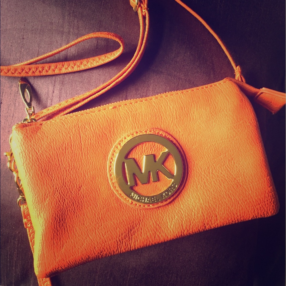 MICHAEL KORS rare orange leather purse